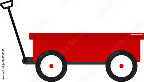 Cartoon Illustration of a Wagon Red Truck
