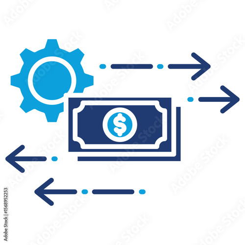 Cash Flow Management Flat Blue Icon Vector Illustration