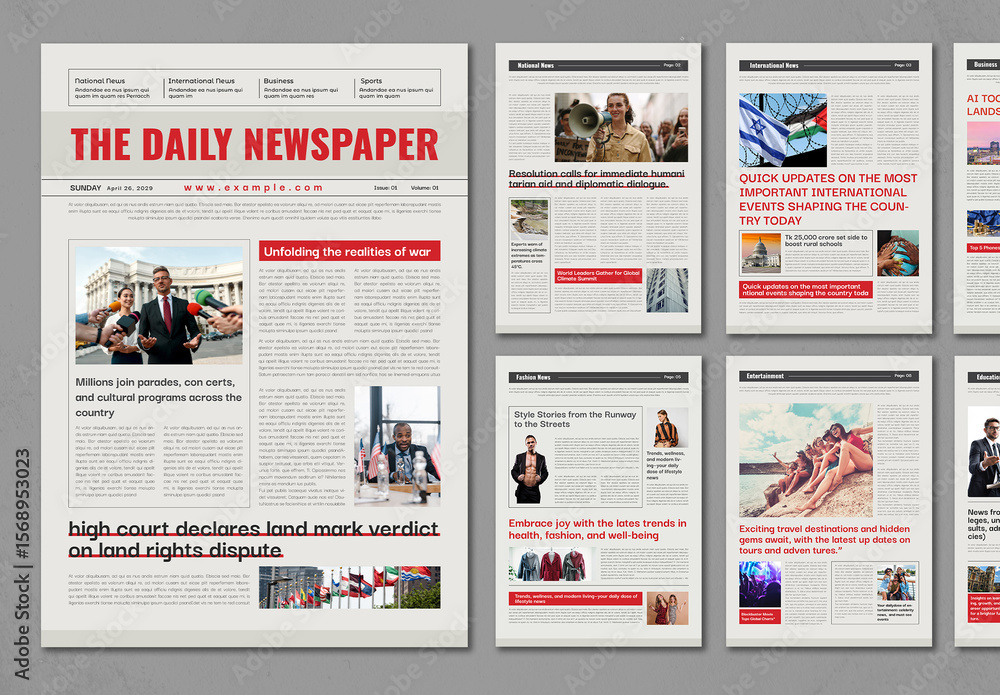 Classic Newspaper Template Layout Stock Template | Adobe Stock