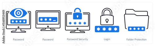 Free Download A set of 5 mix icons as password, password security, login - GFXLoad