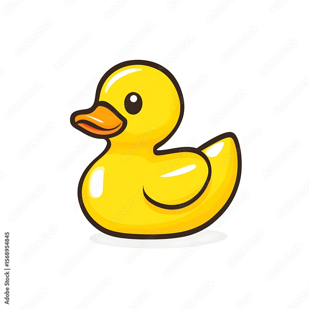 A cute yellow rubber duck, a simple flat icon design, on a white background A cute yellow rubber duck, a simple flat icon design, on a white background