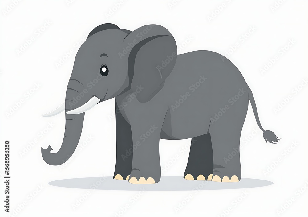 A simple, flat vector illustration of an elephant on a white background A simple, flat vector illustration of an elephant on a white background