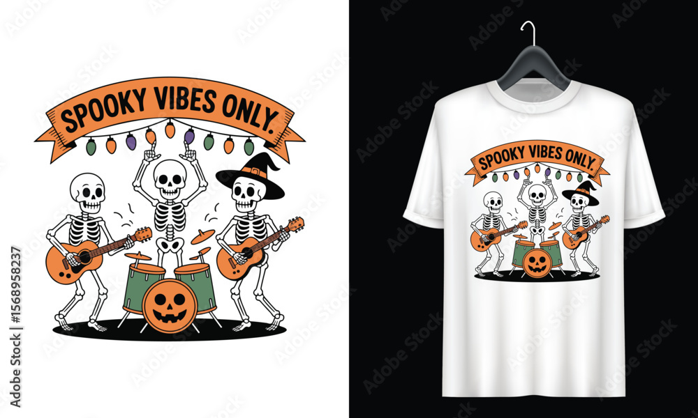 Obraz premium Scary Jack-o'-Lantern Halloween T-Shirt Vector Design with Bats and Full Moon – Happy Halloween Typography