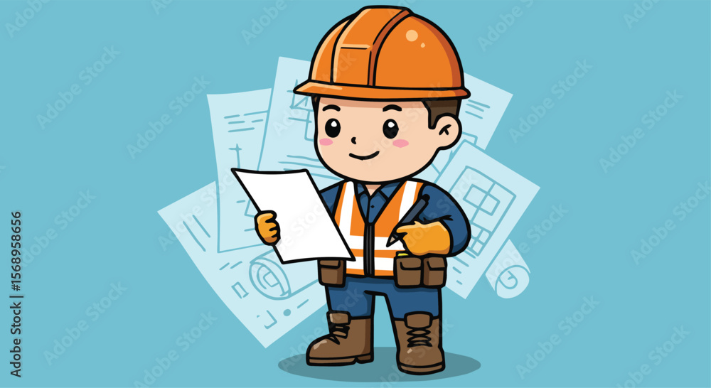 Happy Cartoon Construction Worker Happy Cartoon Construction Worker
