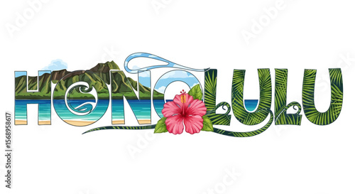 Honolulu Hawaii Typography Graphic Design.