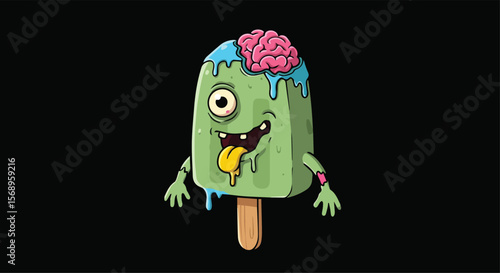 Crazy Melting Ice Cream with Brain and Wild Expression