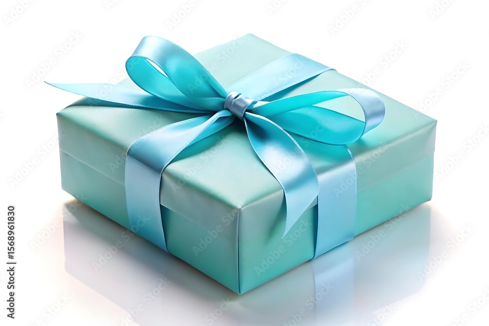 Obraz premium Blue box with a blue ribbon on top