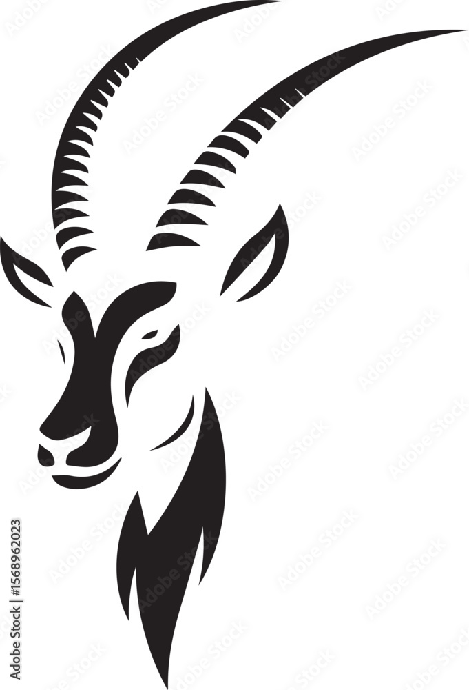 Obraz premium Oryex Animal Illustration Vector in Black & White | Minimal Monochrome Wildlife Art