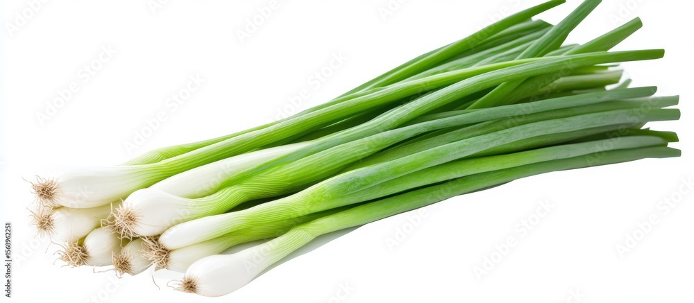 Fototapeta premium Fresh Scallions on White Background