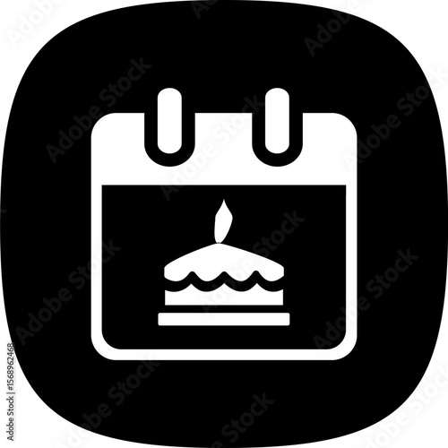 Birth Date Black Squircle Flat Vector SVG Icon