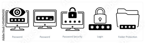 Free Download A set of 5 mix icons as password, password security, login - GFXLoad