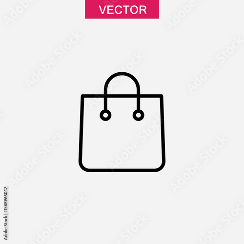 shopping bag icon or logo isolated sign, vector flat black linear illustration for web and app..eps