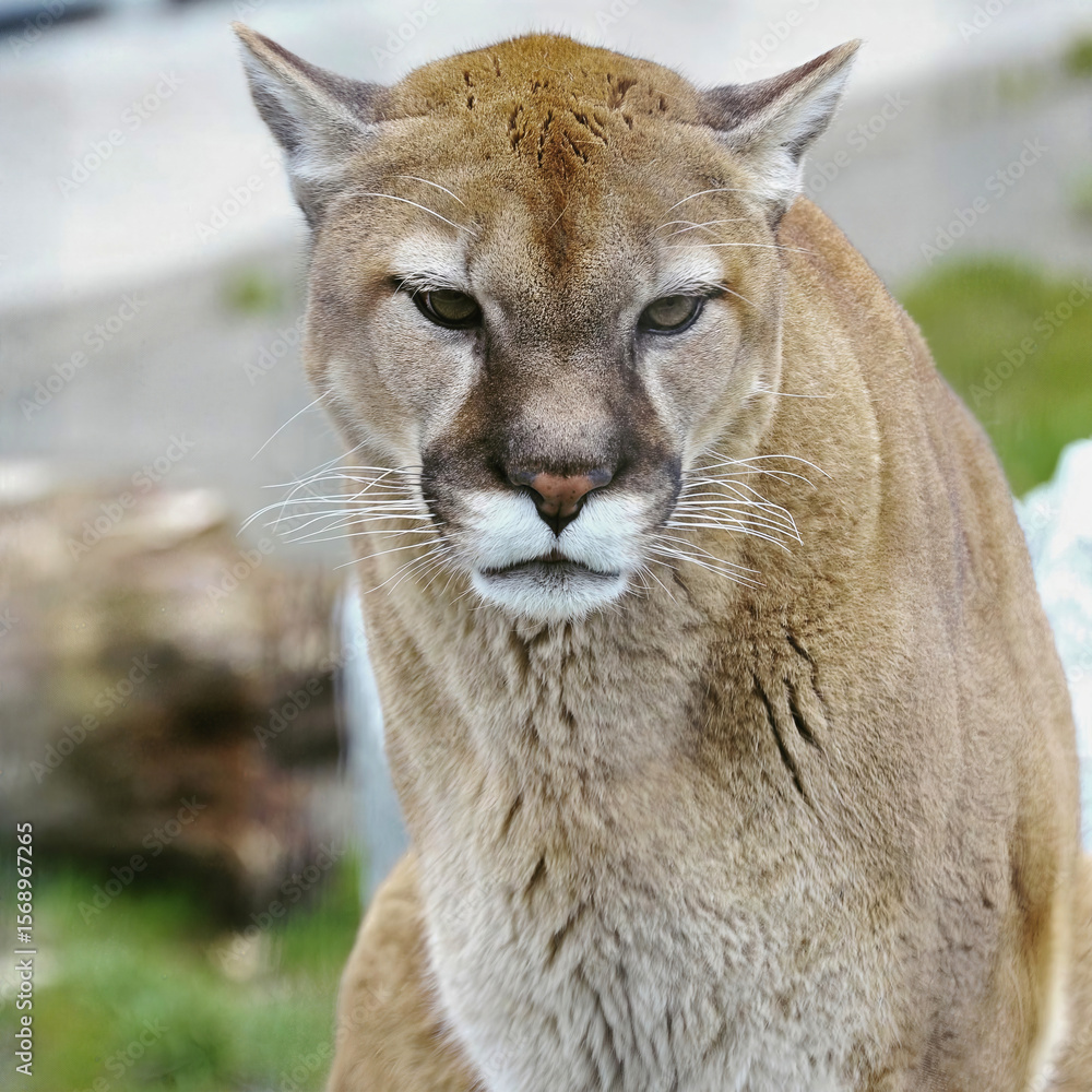 Naklejka premium Cougar Facing Forward in Enclosure