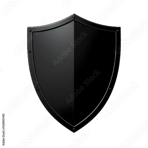 black metal shield isolated on white or transparent png