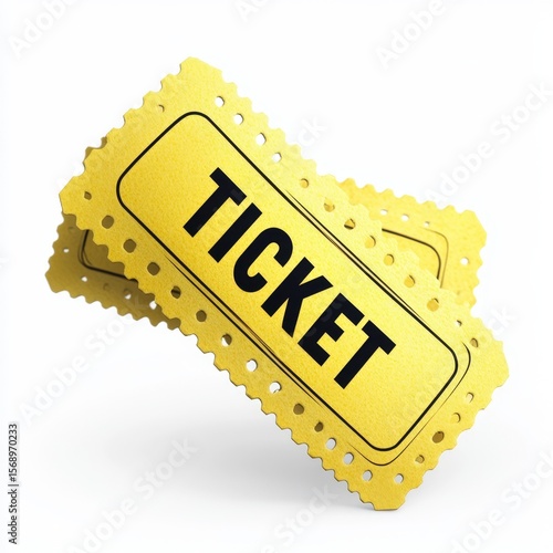 Two yellow tickets, isolated on white background