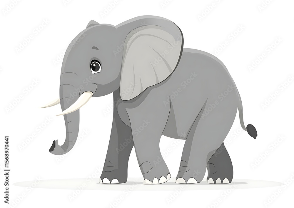Fototapeta premium A simple, flat vector illustration of an elephant on a white background