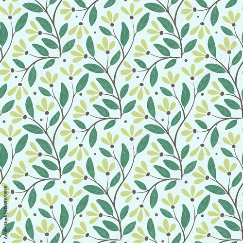 seamless floral pattern Yellow green color