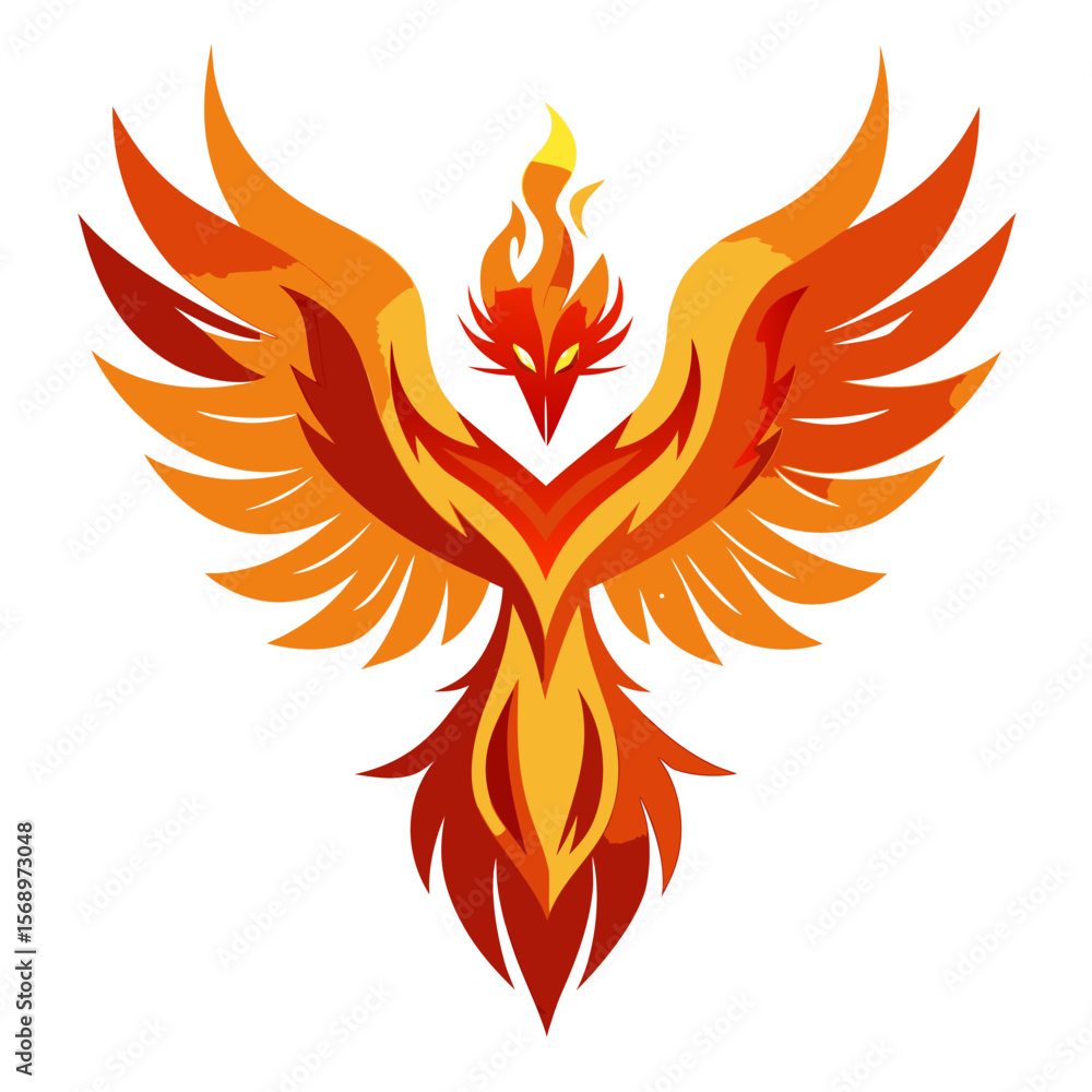 Fototapeta premium phoenix-rising-vector--fantasy-design--white