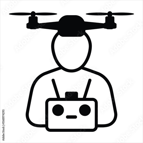 Drone Operator Engaging in Aerial Photography at Outdoor Location - Technology Illustration