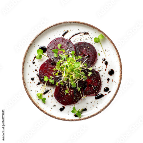 Roasted Beetroot Carpaccio with Microgreens and Balsamic Glaze