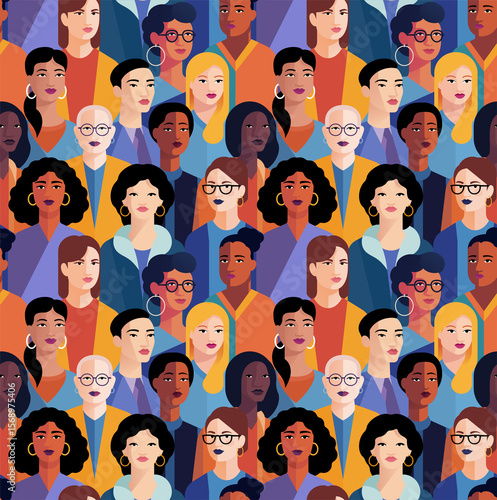 Women Group Crowd Diversity Seamless Illustration