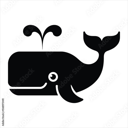 Whale Icon Simple Black Silhouette Illustration