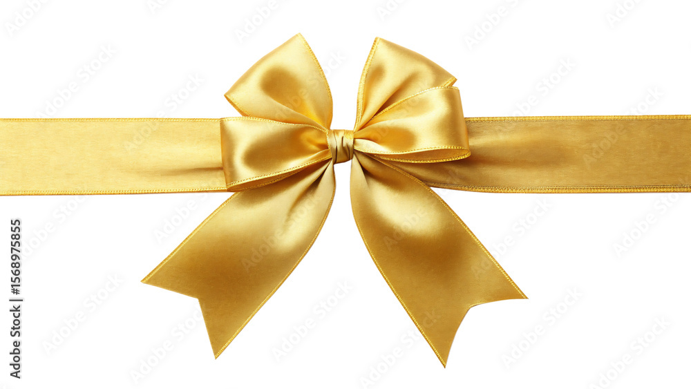A golden ribbon bow isolated on transparent background A golden ribbon bow isolated on transparent background