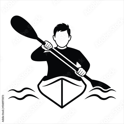 Kayaking Adventure Person Kayaking on Water - Vector Illustration