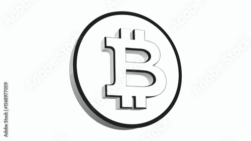 Bitcoin symbol inside a circle with a shadow effect on a white background illustration design