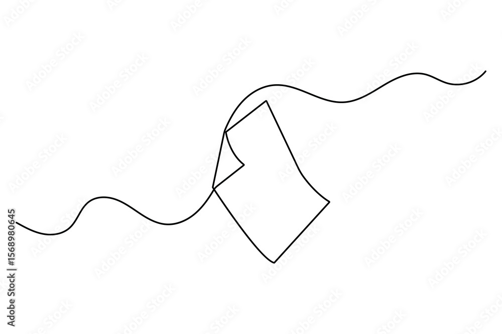Obraz premium One line minimalist drawing of document with folded corner outline isolated vector illustration 