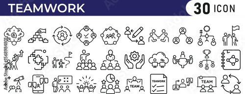 Working Group line vector Icon set. Pixel perfect. Editable stroke. The set contains icons: Community, Teamwork, Cooperation stock illustration.