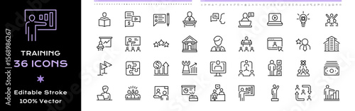 Training Line Icons - Editable Stroke.