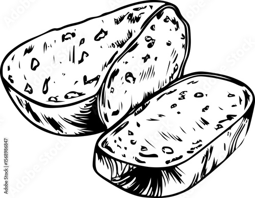 Slices of garlic bread on a white background