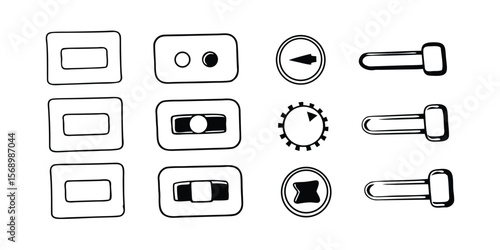 Modern black and white mobile app ui icon set with 40 customizable buttons
