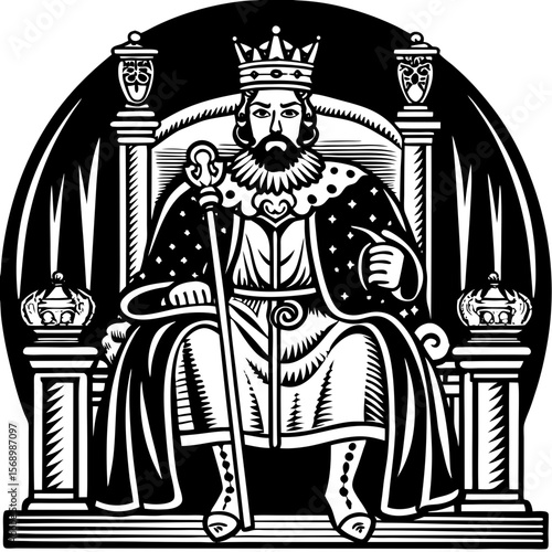 king (linocut style)