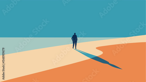 young woman walking on the beach landscape