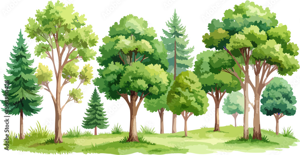 Fototapeta premium Seamless vector pattern with green leaves, flowers