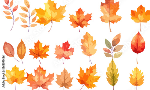 Bright seamless autumn maple and oak leaves pattern in colorful colors vector illustration