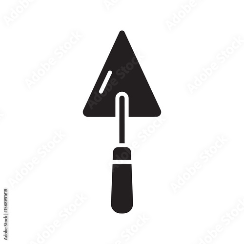 Masonry trowel tool icon for construction work plastering concrete finishing and bricklaying a hand tool for building and renovation jobs vector solid glyph
