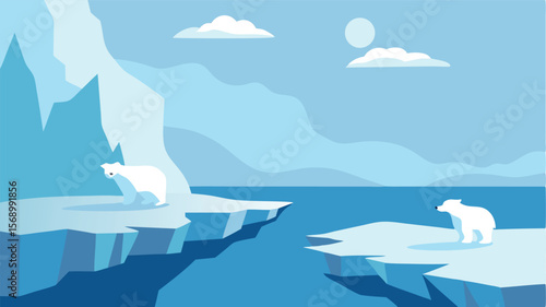 polar bear on the iceberg landscape