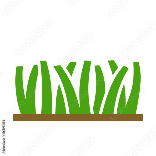 Freshly cut grass icon. Neatly trimmed short turf in solid vector format for lawn care, turf management, landscape design, golf course greens, sports fields, and other outdoor spaces.