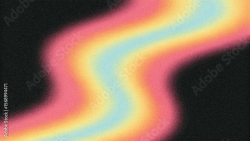 Abstract, colorful, vibrant rainbow wave design with swirling lines and a bright, curvy pattern