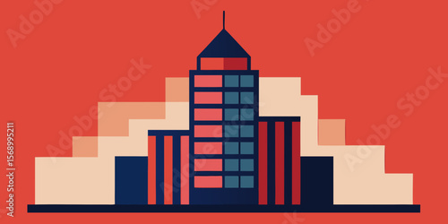 Abstract black city skyline vector illustration with towering skyscrapers and urban architecture