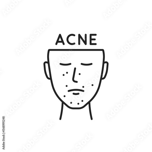 human thin line face with acne or dermatitis