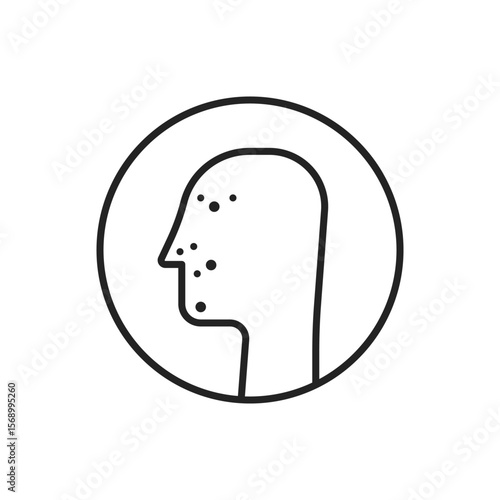 thin line acne skin icon like human head with allergy