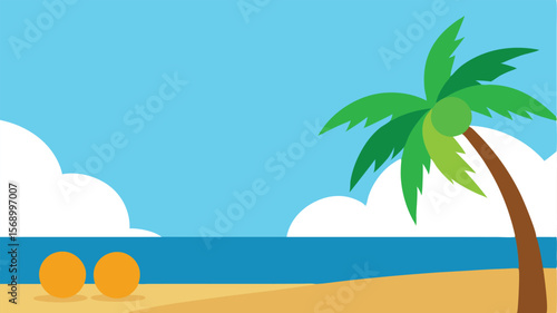 tropical beach with palm trees landscape