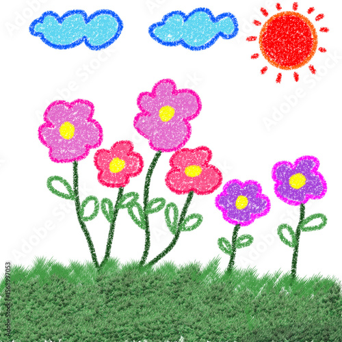 flowers and sky by hand 