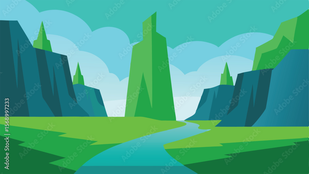 Fototapeta premium vector illustration of a rural landscape