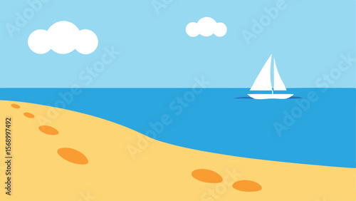 vector illustration of a tropical beach landscape