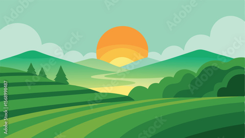 landscape with mountains and hills